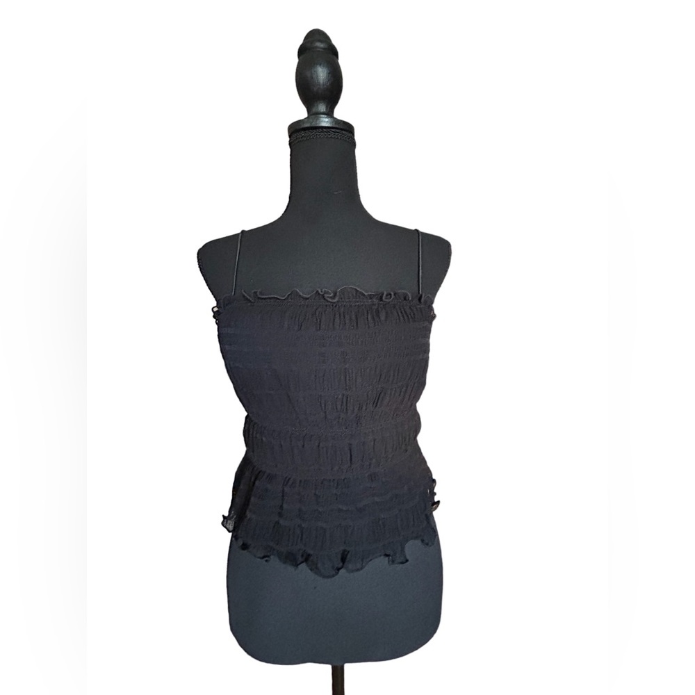 Spaghetti strap crop top, ruffled top